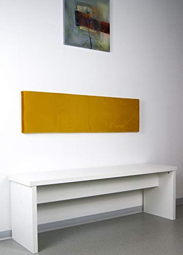 Lycce L Wand-Kissen Breite 115cm mit Montage-Set - Samt - in Oliv oder senf, Farbe:senf von Lycce