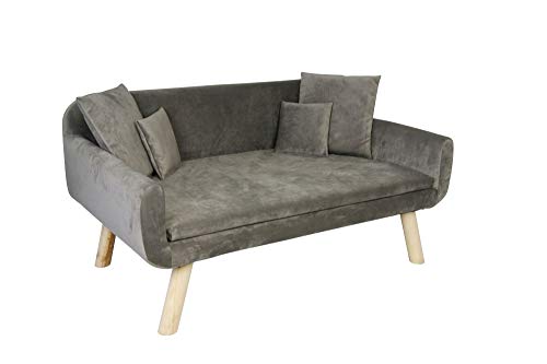 Lycce Retro-Tiersofa Velvet für Hunde und Katzen mit Kissen Schlafplatz für Hunde und Katzen Taupe Größe 2 von Lycce