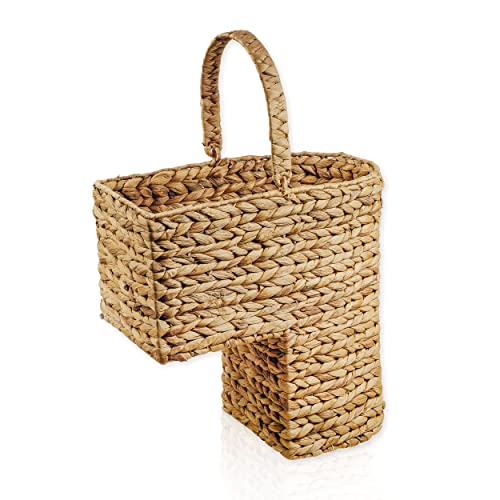 Lycce Treppenkorb Stufenkorb Aufbewahrungskorb mit Griff Wasserhyazinthe natur 20 l - Korb für Treppe (40 x 21 x 41 cm) von Lycce