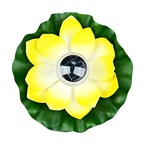 Lychee Solarbetriebene Lotus Laterne,Solarlampen für außen,Wasserdichte LED Garten Pool Licht,Künstliche Lotus Seerose Licht für Garten Hof, Schwimmbad, Brunnen und Aquarien (Gelb) von Lychee