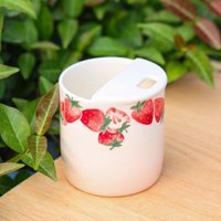 Erdbeere Keramik Reisebecher Handbemalte Obst Kaffeetasse Handgemachte Cottagecore Schnabel Tasse Niedliche Reise Becher To Go von LycheeCeramic