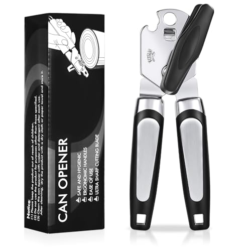Lychico Dosenöffner, 3-in-1-Dosenöffner, handlicher robuster Edelstahl-Dosenöffner mit multifunktionalem Flaschenöffner, schwarz von Lychico