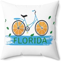 Florida Orange Spun Polyester Quadrat Kissen von LycianDream
