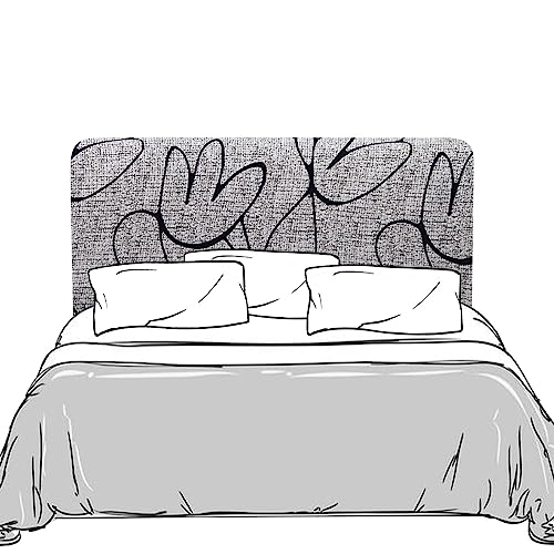 Lydevo Bett Kopfteil Hussen Bettkopfteil Bezug Stretch Dehnbare Bettkopfteil Weicher Staubdicht Kopfteil Schonbezug Protektor Kopfteilbezug für Gepolsterte180cm-200cm,Graue Blumen von Lydevo