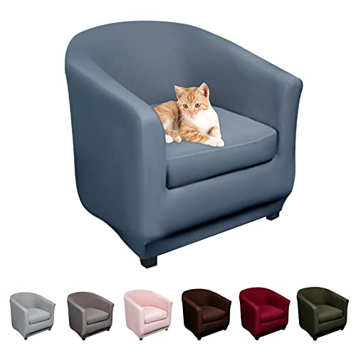 Lydevo Sesselhussen Clubsessel Stretch Sesselschoner Sesselbezug Tub Chair Cover Couchbezug Elastisch Anti-Rutsch Club Sesselüberwürfe Husse für Loungesessel,Blau Grau von Lydevo