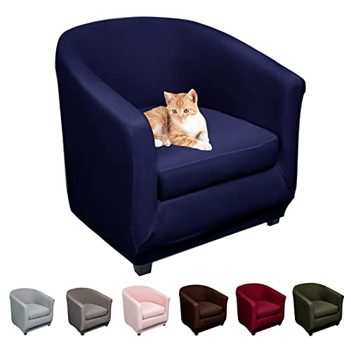 Lydevo Sesselhussen Clubsessel Stretch Sesselschoner Sesselbezug Tub Chair Cover Couchbezug Elastisch Anti-Rutsch Club Sesselüberwürfe Husse für Loungesessel,Blu Navy von Lydevo