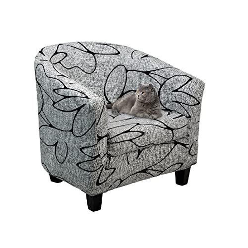 Lydevo Sesselhussen Clubsessel Stretch Sesselschoner Sesselbezug Tub Chair Cover Couchbezug Elastisch Anti-Rutsch Club Sesselüberwürfe Husse für Loungesessel,Fiore-Linie von Lydevo