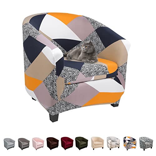 Lydevo Sesselhussen Clubsessel Stretch Sesselschoner Sesselbezug Tub Chair Cover Couchbezug Elastisch Anti-Rutsch Club Sesselüberwürfe Husse für Loungesessel,Geometrie von Lydevo