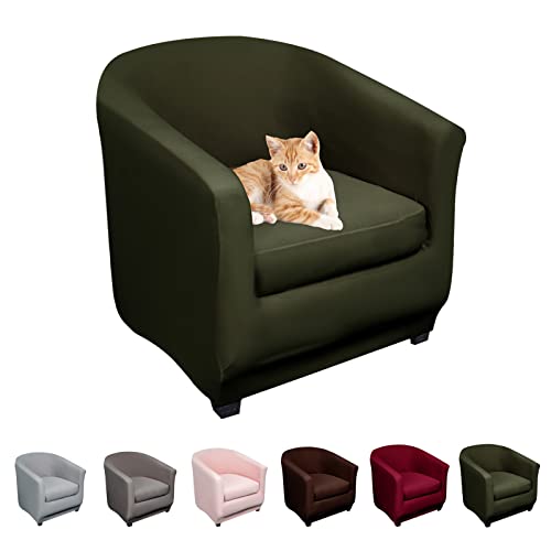 Lydevo Sesselhussen Clubsessel Stretch Sesselschoner Sesselbezug Tub Chair Cover Couchbezug Elastisch Anti-Rutsch Club Sesselüberwürfe Husse für Loungesessel,Grau Grün von Lydevo