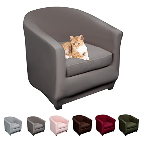 Lydevo Sesselhussen Clubsessel Stretch Sesselschoner Sesselbezug Tub Chair Cover Couchbezug Elastisch Anti-Rutsch Club Sesselüberwürfe Husse für Loungesessel,Grau von Lydevo