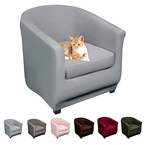 Lydevo Sesselhussen Clubsessel Stretch Sesselschoner Sesselbezug Tub Chair Cover Couchbezug Elastisch Anti-Rutsch Club Sesselüberwürfe Husse für Loungesessel,Hellgrau von Lydevo