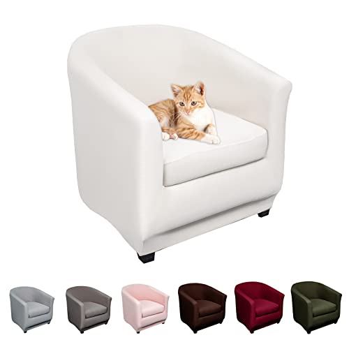 Lydevo Sesselhussen Clubsessel Stretch Sesselschoner Sesselbezug Tub Chair Cover Couchbezug Elastisch Anti-Rutsch Club Sesselüberwürfe Husse für Loungesessel,Weiß von Lydevo