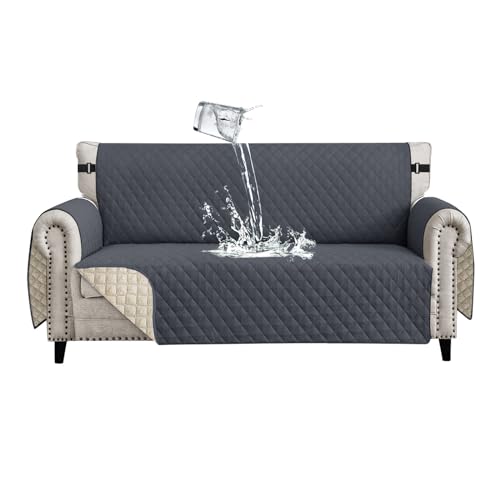 Lydevo Sofa Überzug 3 Sitzer wasserdichte rutschfest Sofabezug Mit Armlehnen Couchbezug Sofaüberwurf Kratzfest Reversible Gesteppte Schonbezug für Haustier Katzen Hunde,Dunkelgrau Lydevo Sofa Überzug 3 Sitzer wasserdichte rutschfest Sofabezug Mit Armlehnen Couchbezug Sofaüberwurf Kratzfest Reversible Gesteppte Schonbezug für Haustier Katzen Hunde,Dunkelgrau von Lydevo