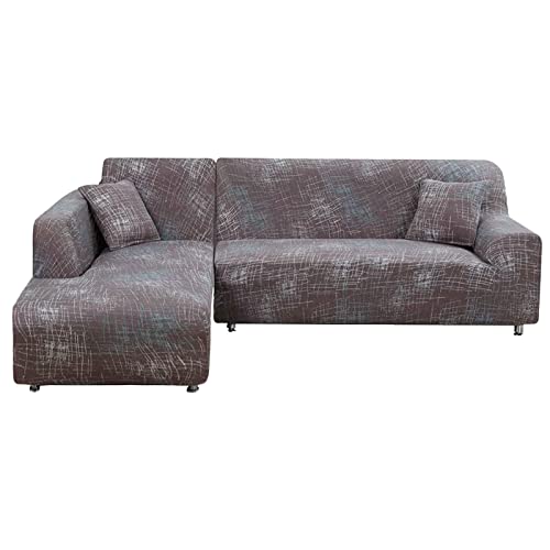 Lydevo Sofabezug Ecksofa L Form Sofa Überwürfe Stretch Sofabezug L Form Rechts oder Links mit Zwei Kissenbezügen Waschbar Universal-Couchbezug L Form Sofa Cover L Shape(1 Sitzer+2 Sitzer,Graue Textur) von Lydevo