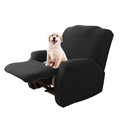 Lydevo Stretchhusse für Relaxsessel Stretch Sesselbezug Relaxsessel Sesselschoner für Relaxsessel 4-Teilig Set mit Seitentasche rutschfest Waschbar Recliner Cover,Schwarz von Lydevo