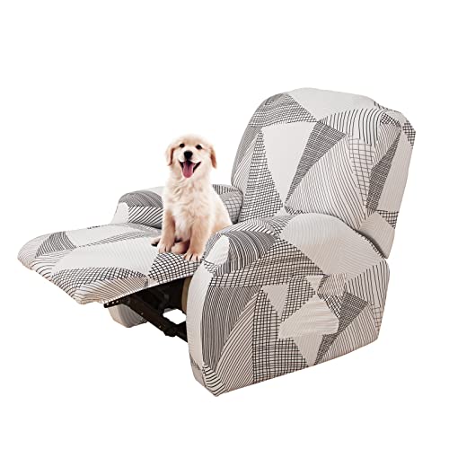 Lydevo Stretchhusse für Relaxsessel Stretch Sesselbezug Relaxsessel Sesselschoner für Relaxsessel 4-Teilig Set mit Seitentasche rutschfest Waschbar Recliner Cover,Weiße Linie von Lydevo