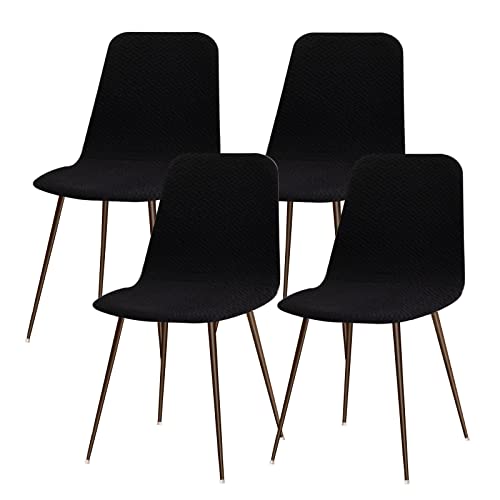 Lydevo Stuhlhussen 4er Esszimmer Strech Stuhlhussen für Esszimmerstühle Universal Waschbar Bezug Stuhlhussen Skandinavisch Stuhlüberzug für Küchenstühle Hotel Bankett,Diagonal#Schwarz von Lydevo