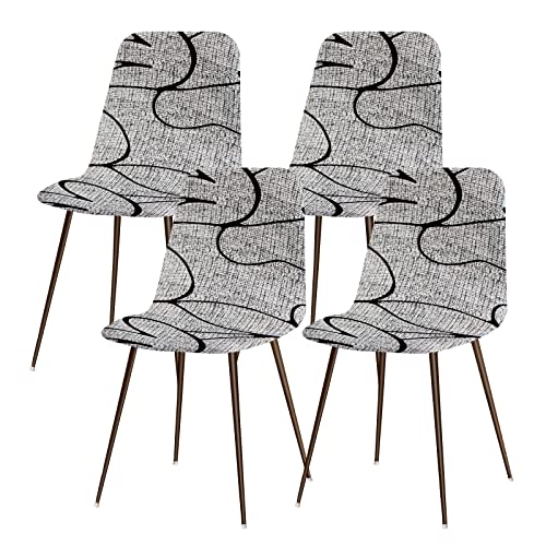 Lydevo Stuhlhussen 4er Esszimmer Strech Stuhlhussen für Esszimmerstühle Universal Waschbar Bezug Stuhlhussen Skandinavisch Stuhlüberzug für Küchenstühle Hotel Bankett,Graue Blume von Lydevo