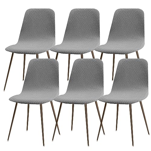Lydevo Stuhlhussen 6er Esszimmer Strech Stuhlhussen für Esszimmerstühle Universal Waschbar Bezug Stuhlhussen Skandinavisch Stuhlüberzug für Küchenstühle Hotel Bankett,Diagonal#Blassgrau von Lydevo