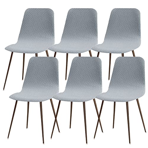 Lydevo Stuhlhussen 6er Esszimmer Strech Stuhlhussen für Esszimmerstühle Universal Waschbar Bezug Stuhlhussen Skandinavisch Stuhlüberzug für Küchenstühle Hotel Bankett,Diagonal#Rauchgrau von Lydevo