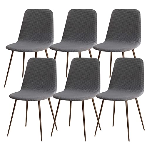 Lydevo Stuhlhussen 6er Esszimmer Strech Stuhlhussen für Esszimmerstühle Universal Waschbar Bezug Stuhlhussen Skandinavisch Stuhlüberzug für Küchenstühle Hotel Bankett,Jacquard#Silber Grau von Lydevo