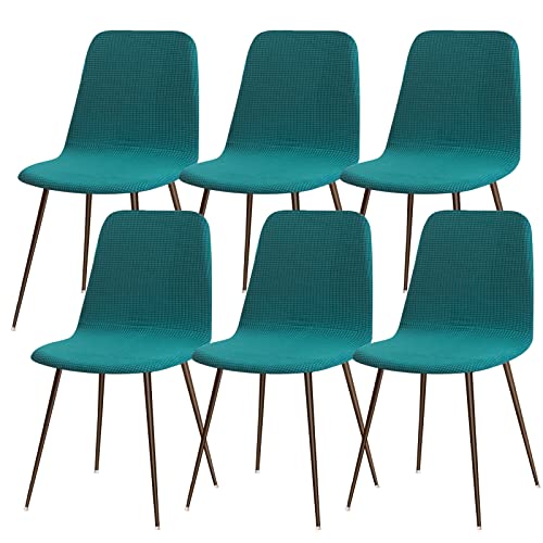 Lydevo Stuhlhussen 6er Esszimmer Strech Stuhlhussen für Esszimmerstühle Universal Waschbar Bezug Stuhlhussen Skandinavisch Stuhlüberzug für Küchenstühle Hotel Bankett,Jacquard#Smaragd von Lydevo