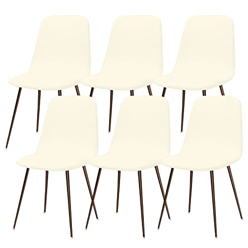 Lydevo Stuhlhussen 6er Esszimmer Strech Stuhlhussen für Esszimmerstühle Universal Waschbar Bezug Stuhlhussen Skandinavisch Stuhlüberzug für Küchenstühle Hotel Bankett,Schlank#Beige von Lydevo