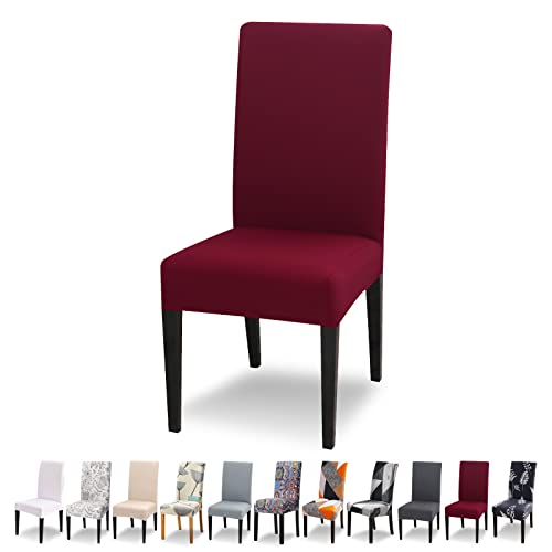 Lydevo Stuhlhussen 6er Set Stretch Moderne Stuhlhussen für Esszimmerstühle Stuhlhussen für Schwingstühle Universal Waschbarer Abnehmbarer Stuhlbezug für Esszimmer Hotel Bankett Küche，Rotwein von Lydevo