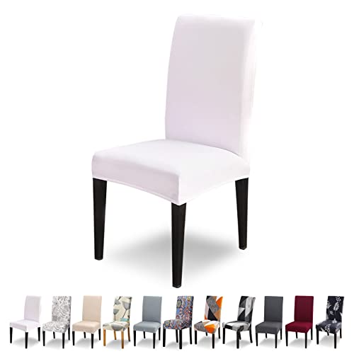 Lydevo Stuhlhussen 6er Set Stretch Moderne Stuhlhussen für Esszimmerstühle Stuhlhussen für Schwingstühle Universal Waschbarer Abnehmbarer Stuhlbezug für Esszimmer Hotel Bankett Küche，Weiß von Lydevo