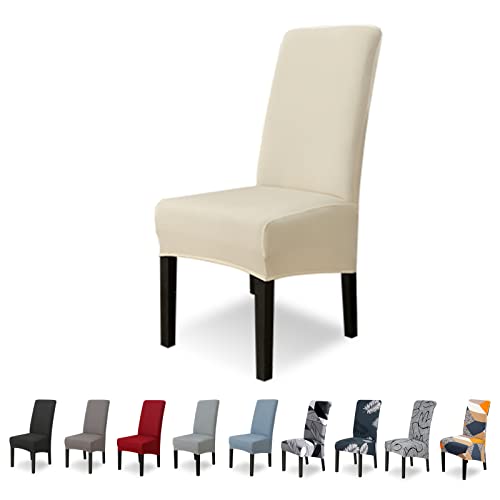 Lydevo Stuhlhussen XL 4er Set Stretch Stuhlhussen Schwingstühle XL für Esszimmerstühle Spandex Universal-Stuhlbezug Large Dining Chair Schonbezüge für Stuhl Esszimmer Hotel Bankett,Beige von Lydevo