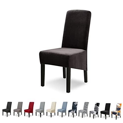 Lydevo Stuhlhussen XL 4er Set Stretch Stuhlhussen Schwingstühle XL für Esszimmerstühle Spandex Universal-Stuhlbezug Large Dining Chair Schonbezüge für Stuhl Esszimmer Hotel Bankett,Grigio Scuro von Lydevo