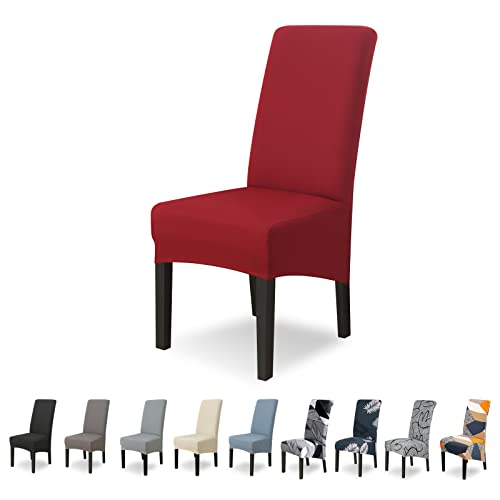 Lydevo Stuhlhussen XL 4er Set Stretch Stuhlhussen Schwingstühle XL für Esszimmerstühle Spandex Universal-Stuhlbezug Large Dining Chair Schonbezüge für Stuhl Esszimmer Hotel Bankett,Rotwein von Lydevo