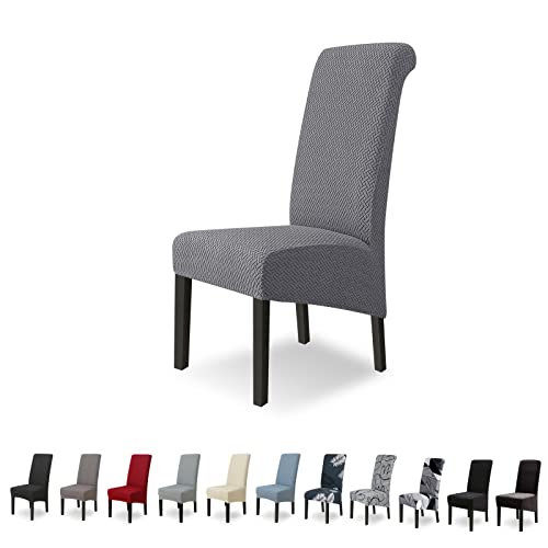 Lydevo Stuhlhussen XL 6er Set Stretch Stuhlhussen Schwingstühle XL für Esszimmerstühle Spandex Universal-Stuhlbezug Large Dining Chair Schonbezüge für Stuhl Esszimmer Hotel Bankett,Diagonal#Grau von Lydevo