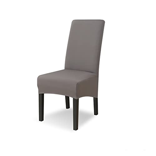 Lydevo Stuhlhussen XL 6er Set Stretch Stuhlhussen Schwingstühle XL für Esszimmerstühle Spandex Universal-Stuhlbezug Large Dining Chair Schonbezüge für Stuhl Esszimmer Hotel Bankett,Dunkelgrau von Lydevo