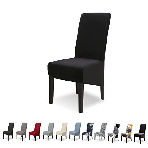 Lydevo Stuhlhussen XL 6er Set Stretch Stuhlhussen Schwingstühle XL für Esszimmerstühle Spandex Universal-Stuhlbezug Large Dining Chair Schonbezüge für Stuhl Esszimmer Hotel Bankett,Nero von Lydevo