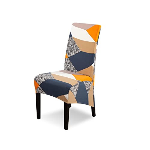 Lydevo XL 4er Set Stretch Stuhlhussen Schwingstühle XL für Esszimmerstühle Spandex Universal-Stuhlbezug Large Dining Chair Schonbezüge für Stuhl Esszimmer Hotel Bankett,Orangefarbene Geometrie von Lydevo