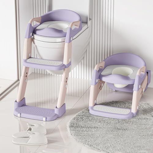 Lyefancy Kinder-Töpfchentrainingssitz mit Stufen, 2-in-1 Kleinkind-Toilettenleitersitz für Jungen und Mädchen, weiche Matte, rutschfester Spritzschutz, WC-Sitz mit Tritthocker von Lyefancy