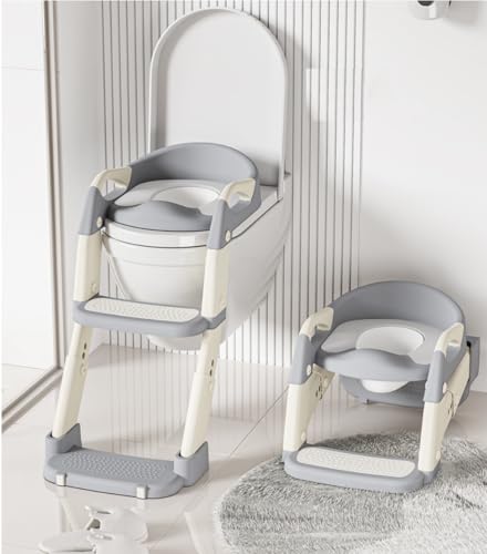Lyefancy Kinder-Töpfchentrainingssitz mit Stufen, 2-in-1 Kleinkind-Toilettenleitersitz für Jungen und Mädchen, weiche Matte, rutschfester Spritzschutz, WC-Sitz mit Tritthocker von Lyefancy