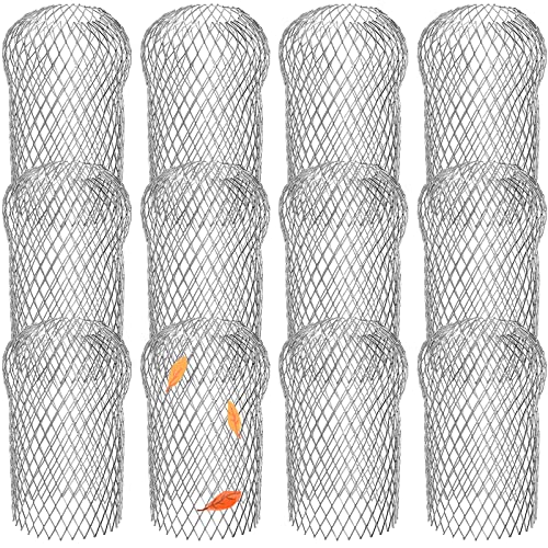 Lyellfe 12 Stück Dachrinnenschutz-Filtersieb, 10.2 cm Aluminium-Dachrinnen-Fallrohrschutz, erweiterbares Dachrinnen-Sieb, Fallrohrschutz, Schmutz, passend für 4.3 cm B – 10.2 cm B Löcher von Lyellfe