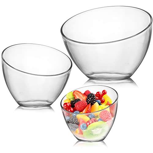 Lyellfe 3 Stücke Plastik Salatschalen, Abgewinkelte klare Salatschüsseln, Snackschüsseln, Dicke Acryl Bonbonschalen für Partys, Nudeln, Süßigkeiten, Chips, Obst von Lyellfe