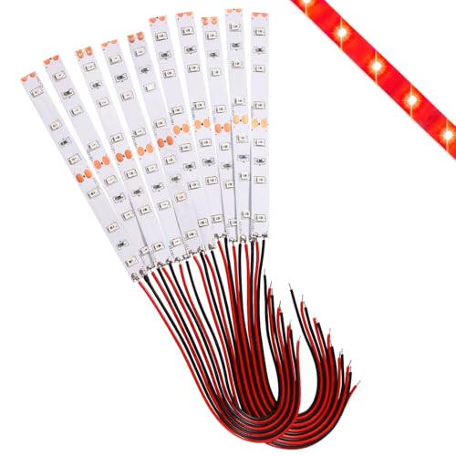 Lyeteung 10 Stücke 100mm 12V - 18V Vorverdrahtete LED Streifen, 2835 Modellbau LED Beleuchtung, Flexibler LED-Lichtstreifen für Modelleisenbahn, Rot Lyeteung 10 Stücke 100mm 12V - 18V Vorverdrahtete LED Streifen, 2835 Modellbau LED Beleuchtung, Flexibler LED-Lichtstreifen für Modelleisenbahn, Rot von Lyeteung