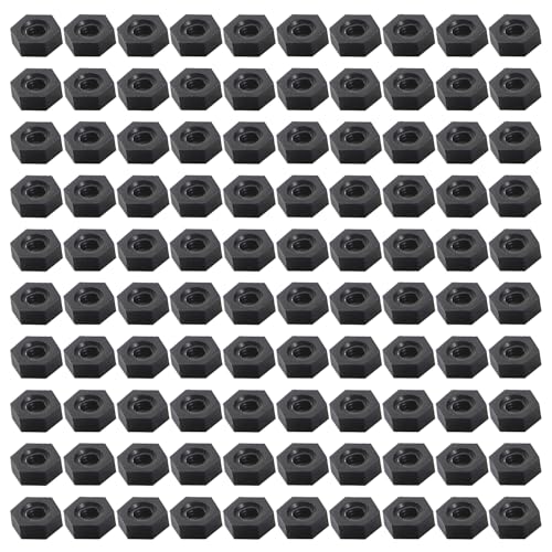 Lyeteung 100 Stücke M2.5 Sechskant Vollmuttern Metrische, Nylon Sechskantmuttern, Kunststoff Sechskant Mutter, Schwarz von Lyeteung
