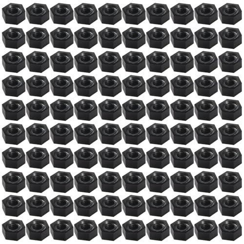 Lyeteung 100 Stücke M3 Sechskant Vollmuttern Metrische, Nylon Sechskantmuttern, Kunststoff Sechskant Mutter, Schwarz von Lyeteung
