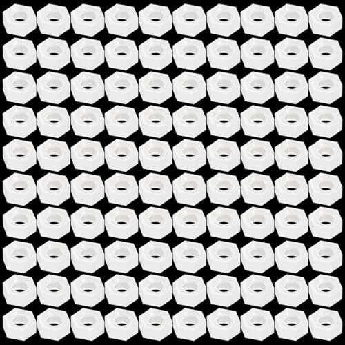 Lyeteung 100 Stücke M3 Sechskant Vollmuttern Metrische, Nylon Sechskantmuttern, Kunststoff Sechskant Mutter, weiß von Lyeteung