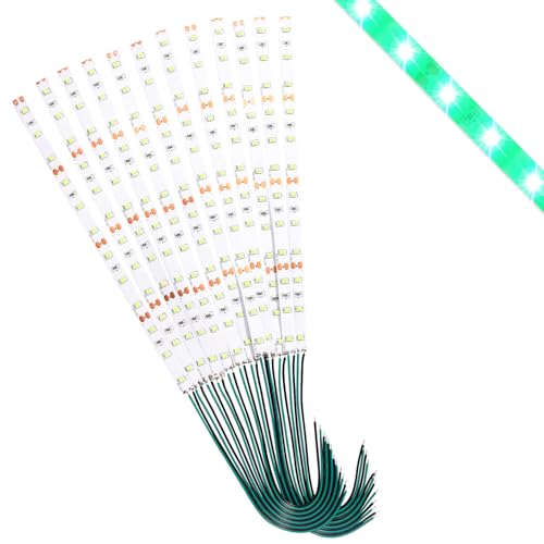 Lyeteung 12 Stücke 200mm 12V - 18V Vorverdrahtete LED Streifen, 2835 Modellbau LED Beleuchtung, Flexibler LED-Lichtstreifen für Modelleisenbahn, Grün von Lyeteung