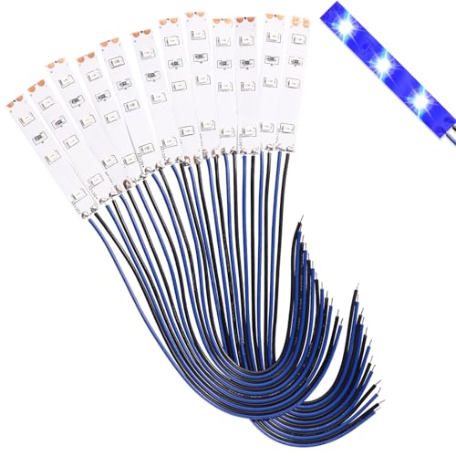 Lyeteung 12 Stücke 50mm 12V - 18V Vorverdrahtete LED Streifen, 2835 Modellbau LED Beleuchtung, Flexibler LED-Lichtstreifen für Modelleisenbahn, Blau Lyeteung 12 Stücke 50mm 12V - 18V Vorverdrahtete LED Streifen, 2835 Modellbau LED Beleuchtung, Flexibler LED-Lichtstreifen für Modelleisenbahn, Blau von Lyeteung
