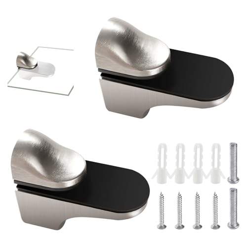 Lyeteung 2 Stücke 5-18 mm Verstellbare Glasregalhalterung, Zinklegierung Glas Regalhalterung, Glasklemme Wandhalterung Schwebende Regalhalterung, für Dicke Glas und Holz Regal, Gebürstet Silber Lyeteung 2 Stücke 5-18 mm Verstellbare Glasregalhalterung, Zinklegierung Glas Regalhalterung, Glasklemme Wandhalterung Schwebende Regalhalterung, für Dicke Glas und Holz Regal, Gebürstet Silber von Lyeteung