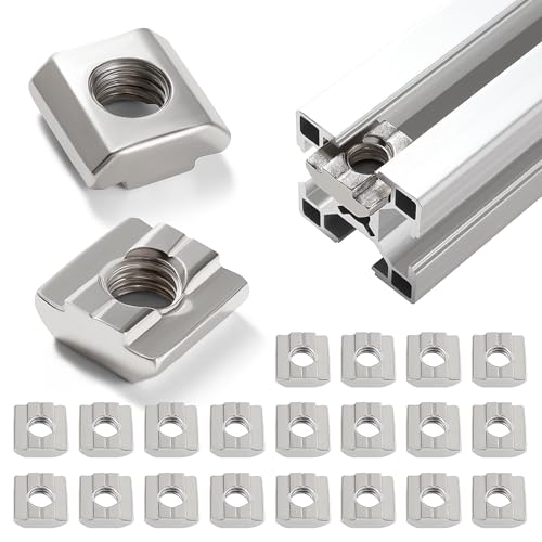 Lyeteung 20 Stücke 30 Serie M8 T-Nut-Mutter, T-Gleitmuttern, Hammer Mutter Block Vierkantmuttern, für Europäische Standard 30 Serie 8 mm T-Nut-Aluminium-Extrusionsprofil von Lyeteung