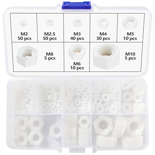 Lyeteung 200 Stücke M2/M2.5/M3/M4/M5/M6/M8/M10 Sechskant Vollmuttern Metrische, Nylon Sechskantmuttern, Kunststoff Sechskant Mutter, weiß Lyeteung 200 Stücke M2/M2.5/M3/M4/M5/M6/M8/M10 Sechskant Vollmuttern Metrische, Nylon Sechskantmuttern, Kunststoff Sechskant Mutter, weiß von Lyeteung