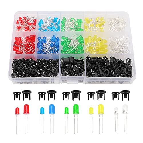 Lyeteung 475 Stücke 3mm + 5mm LED Dioden Kit mit Kunststoff Diodenhalter, 2-Pin Leuchtdiode mit Diffuser Farbiger Lin, Runde Kopf LED Diode, Weiß/Grün/Rot/Blau/Gelb Lyeteung 475 Stücke 3mm + 5mm LED Dioden Kit mit Kunststoff Diodenhalter, 2-Pin Leuchtdiode mit Diffuser Farbiger Lin, Runde Kopf LED Diode, Weiß/Grün/Rot/Blau/Gelb von Lyeteung